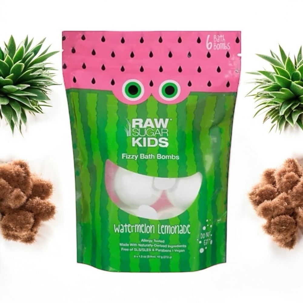 NIP Raw Sugar Kids Bath Fiz 6ct Watermelon Lemonade